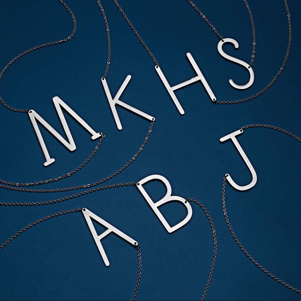 Silver Initial Stainless Steel Pendant Necklace Letters A-Z - Picture 5 of 6